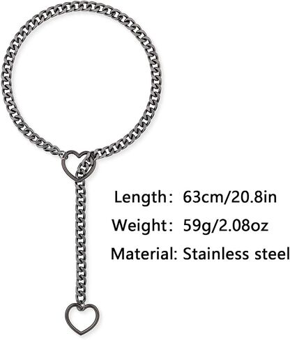 Heart Lock & Key, O-ring, Gothic Necklaces For Women - Lust Chain, Adjustable Lariat, Punk Style in Saudi Arabia