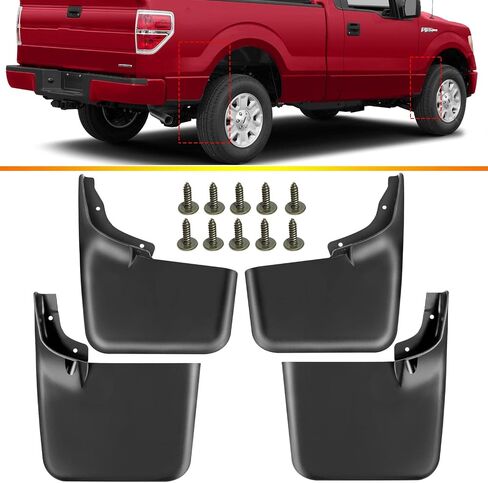 مجموعة yhtauto من 4 اللوحات الطينية اللوحات splash splashs استبدال Ford F-150 2004-2014 F150 ، مع Fender Flares ، LH RH ، LH RH ، الأسود in Kuwait