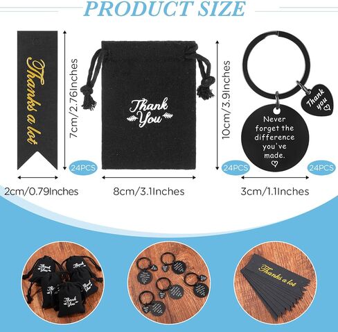 Huquary 72 Pcs Employee Appreciation Gifts Coworker Keychain Bulk Include 24 Appreciation Keychains 24 Thank You Drawstring Bags 24 Thank You Tags For Office Team Teacher Nurse Graduation Gifts in Saudi Arabia