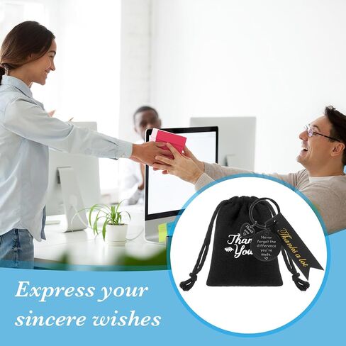 Huquary 72 Pcs Employee Appreciation Gifts Coworker Keychain Bulk Include 24 Appreciation Keychains 24 Thank You Drawstring Bags 24 Thank You Tags For Office Team Teacher Nurse Graduation Gifts in Saudi Arabia