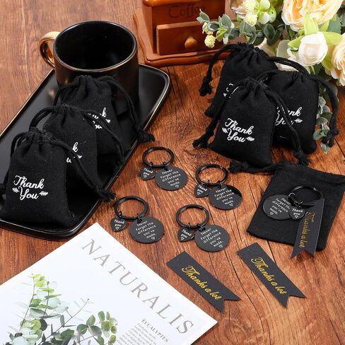 Huquary 72 Pcs Employee Appreciation Gifts Coworker Keychain Bulk Include 24 Appreciation Keychains 24 Thank You Drawstring Bags 24 Thank You Tags For Office Team Teacher Nurse Graduation Gifts in Saudi Arabia
