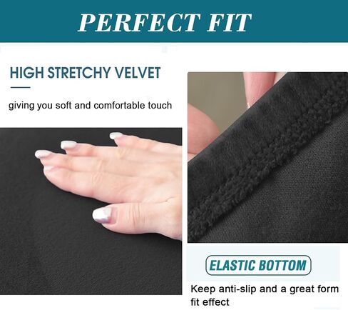 ANWUCHEN 4 Pack Stretch Velvet Shell Chair Cover Mid Modern Dining Chair Covers Washable Dining Room Chair Covers Lounge Armless Chair Cover with Elastic Bands Black in Kuwait
