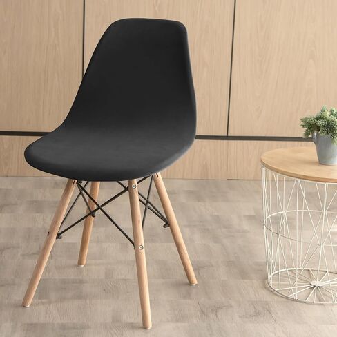 ANWUCHEN 4 Pack Stretch Velvet Shell Chair Cover Mid Modern Dining Chair Covers Washable Dining Room Chair Covers Lounge Armless Chair Cover with Elastic Bands Black in Kuwait