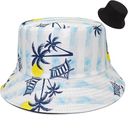 Coconut Tree Print Bucket Hat,Beach Sun Hat Fisherman Hats for Mens Womens in Saudi Arabia