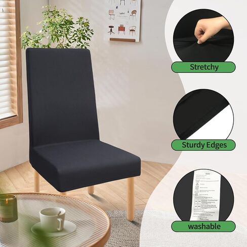 Premium Waterproof Dining Chair Covers Set of 4, Stretch Removable Washable Dining Chair Slipcovers, Spandex Dining Chair Covers for Hotel, Restaurant, Banquet, Kitchen (Dark Grey) in Saudi Arabia