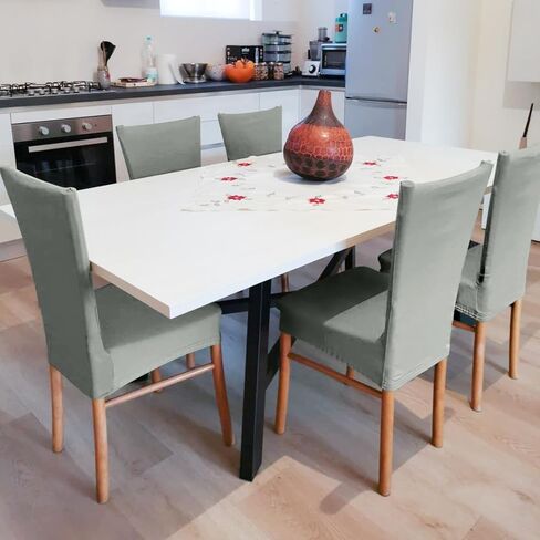 أغطية كرسي طعام مقاومة للماء ، مجموعة من 4 ، تمتد قابلة للإزالة قابلة للغسل ، أغطية كرسي لتناول الطعام في دنة للفندق ، المطعم ، مأدبة ، مطبخ (رمادي داكن) in Kuwait