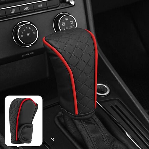 Leather Car Gear Shift Knob Cover, Exquisite Embroidery Design, Durable Anti-Slip Shifter Lever Protector, Universal Shift Knob Decoration Accessories for Most Car, SUV, Truck (Burgundy) in Saudi Arabia