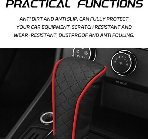 Leather Car Gear Shift Knob Cover, Exquisite Embroidery Design, Durable Anti-Slip Shifter Lever Protector, Universal Shift Knob Decoration Accessories for Most Car, SUV, Truck (Burgundy) in Saudi Arabia