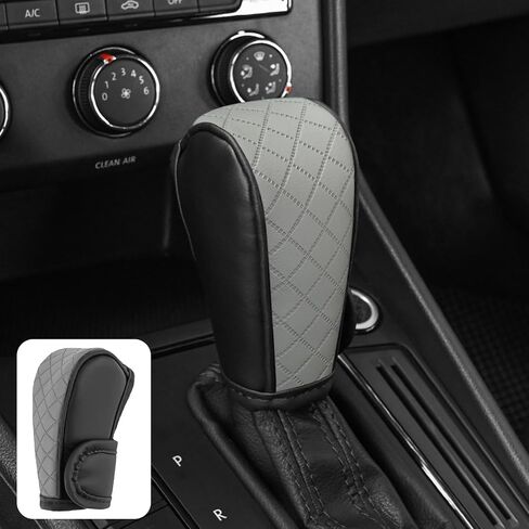 Leather Car Gear Shift Knob Cover, Exquisite Embroidery Design, Durable Anti-Slip Shifter Lever Protector, Universal Shift Knob Decoration Accessories for Most Car, SUV, Truck (Burgundy) in Saudi Arabia