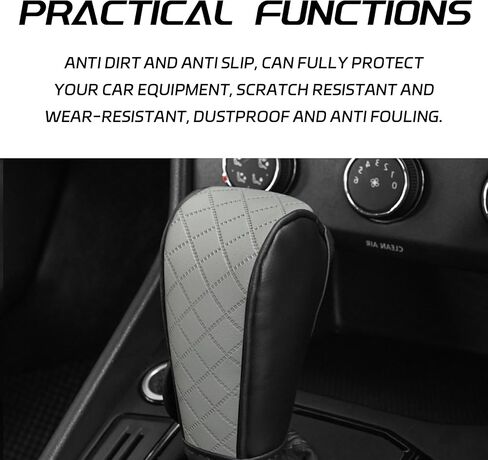 Leather Car Gear Shift Knob Cover, Exquisite Embroidery Design, Durable Anti-Slip Shifter Lever Protector, Universal Shift Knob Decoration Accessories for Most Car, SUV, Truck (Burgundy) in Saudi Arabia