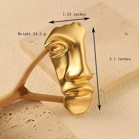Yumikoo Golden Figure Face Mask Brooch - Vintage Minimalist Metal Brooches Women Men, Gold,Golden in Saudi Arabia