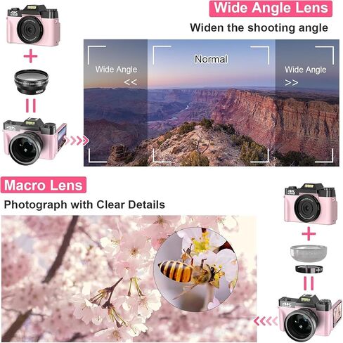 Acuvar 4K Digital Camera for Photography, 64MP Vlogging Camera with Flip Screen, WiFi, Wide Angle Lens, 16X Zoom, Compact Camera for YouTube, Travel, Beginners with 64GB Card in Saudi Arabia