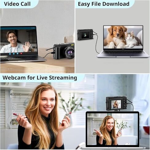 Acuvar 4K Digital Camera for Photography, 64MP Vlogging Camera with Flip Screen, WiFi, Wide Angle Lens, 16X Zoom, Compact Camera for YouTube, Travel, Beginners with 64GB Card in Saudi Arabia