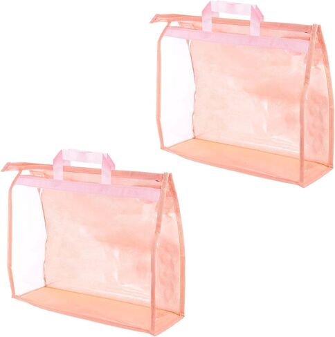 PATIKIL Handbag Dust Bags, 2 Pack Clear Purse Storage Organizer XL Size PVC Dustproof Handbag Cover Transparent Purse Protector for Closet Rack Wardrobe, Pink in Saudi Arabia