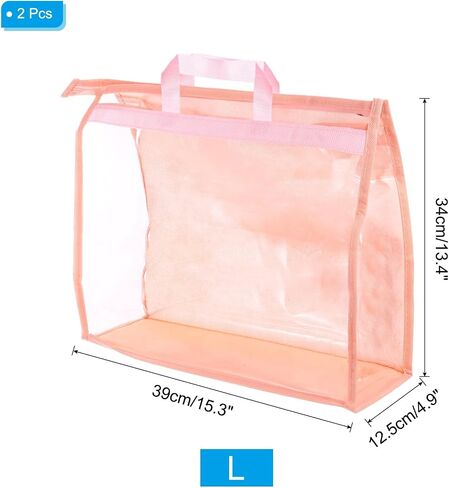 PATIKIL Handbag Dust Bags, 2 Pack Clear Purse Storage Organizer XL Size PVC Dustproof Handbag Cover Transparent Purse Protector for Closet Rack Wardrobe, Pink in Saudi Arabia