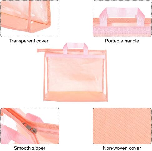 PATIKIL Handbag Dust Bags, 2 Pack Clear Purse Storage Organizer XL Size PVC Dustproof Handbag Cover Transparent Purse Protector for Closet Rack Wardrobe, Pink in Saudi Arabia