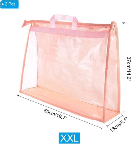 PATIKIL Handbag Dust Bags, 2 Pack Clear Purse Storage Organizer XL Size PVC Dustproof Handbag Cover Transparent Purse Protector for Closet Rack Wardrobe, Pink in Saudi Arabia