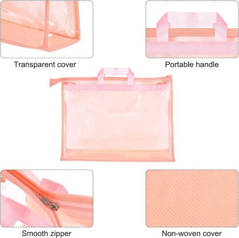 PATIKIL Handbag Dust Bags, 2 Pack Clear Purse Storage Organizer XL Size PVC Dustproof Handbag Cover Transparent Purse Protector for Closet Rack Wardrobe, Pink in Saudi Arabia