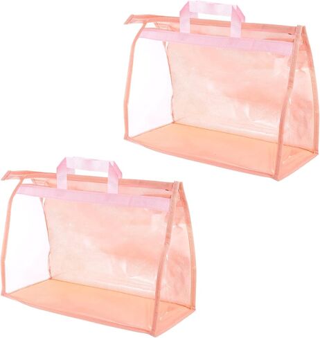 PATIKIL Handbag Dust Bags, 2 Pack Clear Purse Storage Organizer XL Size PVC Dustproof Handbag Cover Transparent Purse Protector for Closet Rack Wardrobe, Pink in Saudi Arabia