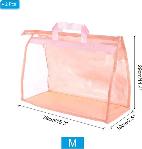 PATIKIL Handbag Dust Bags, 2 Pack Clear Purse Storage Organizer XL Size PVC Dustproof Handbag Cover Transparent Purse Protector for Closet Rack Wardrobe, Pink in Saudi Arabia