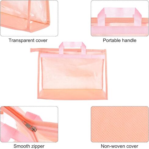 PATIKIL Handbag Dust Bags, 2 Pack Clear Purse Storage Organizer XL Size PVC Dustproof Handbag Cover Transparent Purse Protector for Closet Rack Wardrobe, Pink in Saudi Arabia