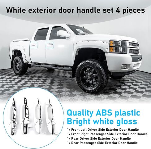 White Exterior Door Handle 4 PCS Front Rear Driver Passenger Compatible with 2007-2014 Cadillac Escalade Chevy Avalanche Silverado Suburban GMC Sierra Yukon Replace OE 22738722 22738721 20828258 in Kuwait