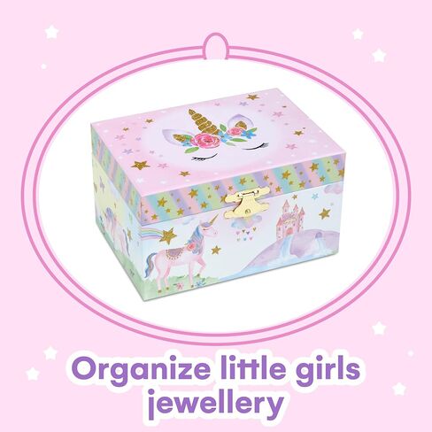 Jewelkeeper Girl's Musical Jewelry Storage Box with Spinning Unicorn, Glitter Rainbow and Stars Design, The Beautiful Dreamer Tune in Saudi Arabia
