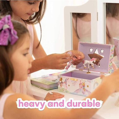 Jewelkeeper Girl's Musical Jewelry Storage Box with Spinning Unicorn, Glitter Rainbow and Stars Design, The Beautiful Dreamer Tune in Saudi Arabia