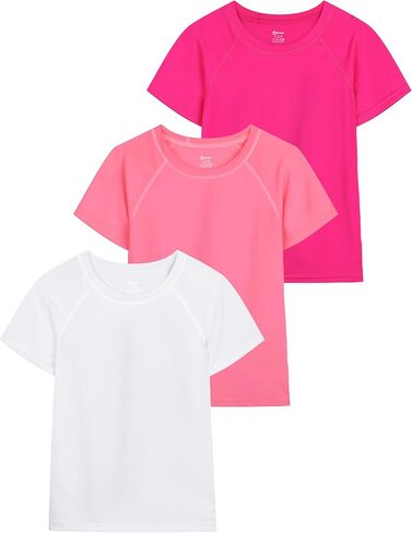 تي شيرت سباحة من Poroka 3 قطع للفتيات والأطفال الصغار بعامل حماية من الأشعة فوق البنفسجية 50+ Rashguard قصير الأكمام للسباحة في الهواء الطلق ملابس سباحة لركوب الأمواج in Kuwait