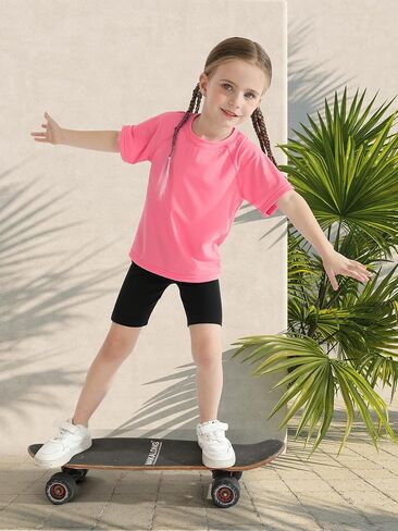 تي شيرت سباحة من Poroka 3 قطع للفتيات والأطفال الصغار بعامل حماية من الأشعة فوق البنفسجية 50+ Rashguard قصير الأكمام للسباحة في الهواء الطلق ملابس سباحة لركوب الأمواج in Kuwait