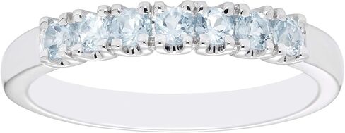 Boston Bay Diamonds Rhodium Plated 925 Sterling Silver 7-Stone Birthstone Gemstone Stacking Anniversary Ring in Kuwait