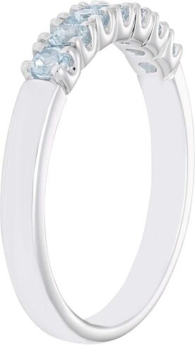 Boston Bay Diamonds Rhodium Plated 925 Sterling Silver 7-Stone Birthstone Gemstone Stacking Anniversary Ring in Kuwait