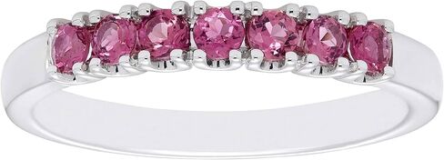 Boston Bay Diamonds Rhodium Plated 925 Sterling Silver 7-Stone Birthstone Gemstone Stacking Anniversary Ring in Kuwait