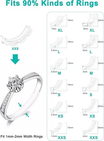 AdnesUSA Ring Sizer Adjuster for Loose Rings-8 Pack,8 Assorted Sizes Fits Any Rings, Upgraded Extended Invisible Jewelry Ring Size Reducer Spacer Ring Guard Fits Man’s Ring and Woman’s Ring, 8 Sizes in Saudi Arabia