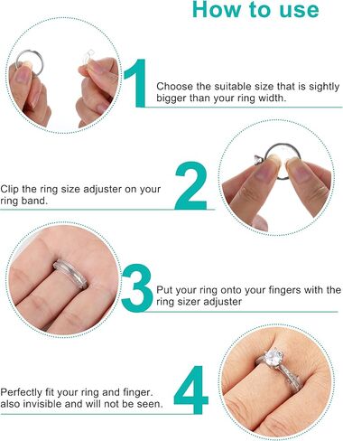 AdnesUSA Ring Sizer Adjuster for Loose Rings-8 Pack,8 Assorted Sizes Fits Any Rings, Upgraded Extended Invisible Jewelry Ring Size Reducer Spacer Ring Guard Fits Man’s Ring and Woman’s Ring, 8 Sizes in Saudi Arabia