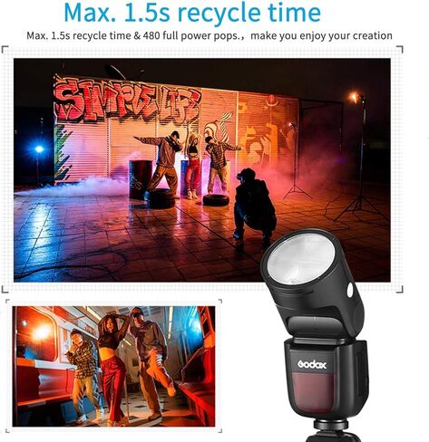 Godox V1-F Round Head Camera Flash Speedlite, 2.4G X Wireless HSS 76Ws Speedlight Flash with Li-on Battery Powered for Fuji DSLR in Saudi Arabia