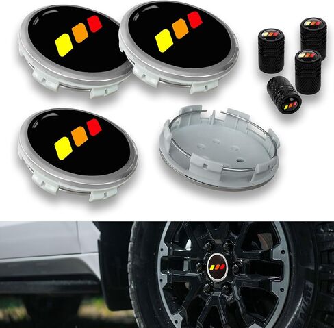 4 PCS Black Wheel Center Caps 3-5/16 Inch Tri-Color Hub Caps Wheel Rim Center Cover Compatible with 2022-2024 Tundra (Yellow) in Kuwait