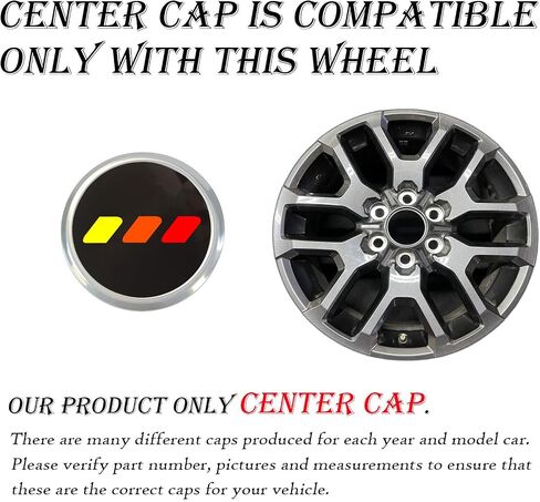 4 PCS Black Wheel Center Caps 3-5/16 Inch Tri-Color Hub Caps Wheel Rim Center Cover Compatible with 2022-2024 Tundra (Yellow) in Kuwait