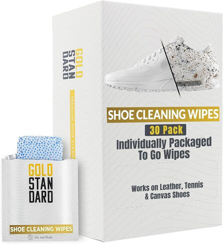 Gold Standard Quick Shoe Cleaner Wipes | 24-Pack Dual Textured - Shoe Wipes to Remove Dirt & Stains from Leather, Tennis & Canvas Shoes | Individually Wrapped-Sneaker Wipes Cleaner in Saudi Arabia