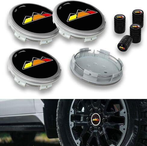 4 PCS Black Wheel Center Caps 3-5/16 Inch Tri-Color Hub Caps Wheel Rim Center Cover Compatible with 2022-2024 Tundra (Yellow) in Kuwait