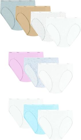Hanes Women's Panties Pack, Moisture-Wicking Cotton Brief Underwear (Colors May Vary), Solid/Print Mix, (Pack of 10), 9 in Kuwait