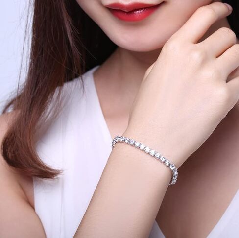 أساور تنس GW للنساء لون الذهب الفضي مع أساور زركونيا بلورات الحجم 6.5-7.5 بوصة in Kuwait