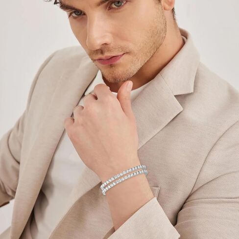 أساور تنس GW للنساء لون الذهب الفضي مع أساور زركونيا بلورات الحجم 6.5-7.5 بوصة in Kuwait