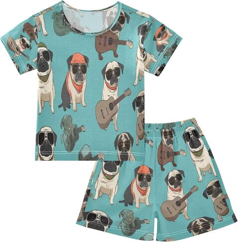 senya Pirate Skull Summer Pajamas Set Short Cotton Sleepwear 2 Piece in Saudi Arabia