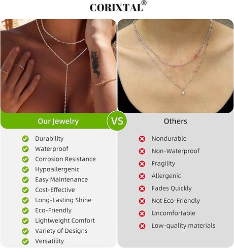 Lariat Silver Necklace for Women, Dainty Long Necklace Silver Y-Shaped Layered Beaded Chain Drop Necklaces for Women Trendy Simple Silver Jewelry for Women Gifts in Kuwait