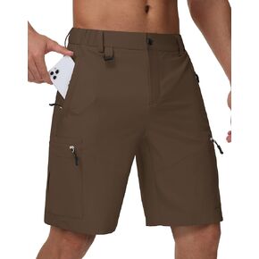 JWM Men's 9" Hiking Cargo Shorts - Lightweight Stretch Qucik Dry Casual Travel Golf Work Fishing Shorts with 5 Zipper Pockets