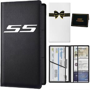 Premium Car Registration and Insurance Card Holder with Magnetic Shut Compatible with Chevy Camaro SS Vehicle License Document Glove Box Car Organizer Gifts Interior Accessories