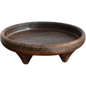 صينية الخشب الدائرية مع 4 أرجل ، صينية زخرفية ريفي 11.7 بوصة للديكور المنزلي ، قاعدة أسود القدمين لأوب ، مطبخ ، حمام ، غرفة نوم (نباتات ، شموع ، عمل فني) in Kuwait