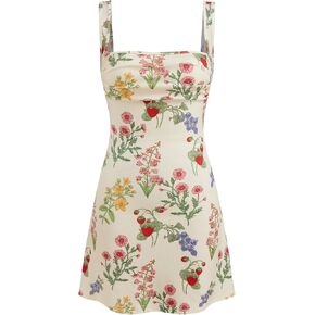 CIDER Women's Summer Floral Dress Square Neck Mini Dress Sleeveless Cute Sundress Party Dresses Trendy 2025