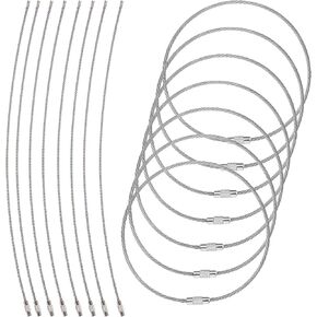15Pcs Wire Keychain Cable, Stainless Steel Wire Keychain Cable Loop Rings Hanging Luggage Tag Suitable Kitchen Utensils Id Cards Car Keys (10 Inches Silver)